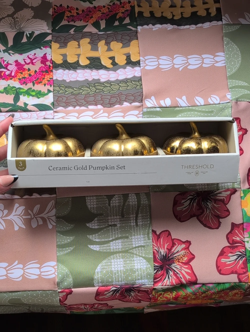 Threshold Metallic Gold Ceramic Pumpkin Trio